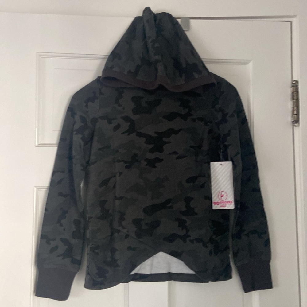 NWT 90 Degress by Reflex Girls Camo Hoodie Sweatshirt - Large (12)